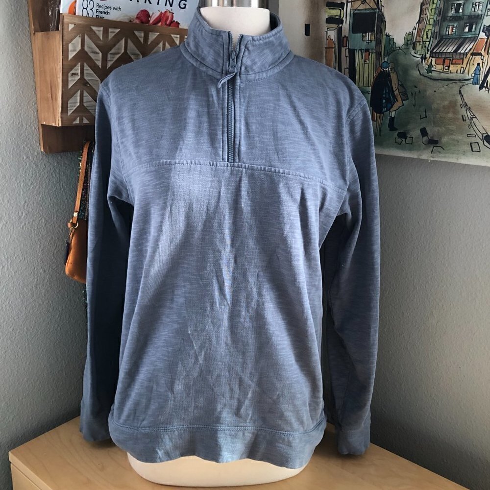 Orvis 1/4 Zip Gray Blue Pullover Sweatshirt size M Yoga Running Gorpcore NEW